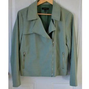 Ann Taylor Light Green Moto Style Cotton Blend Jacket Size 8